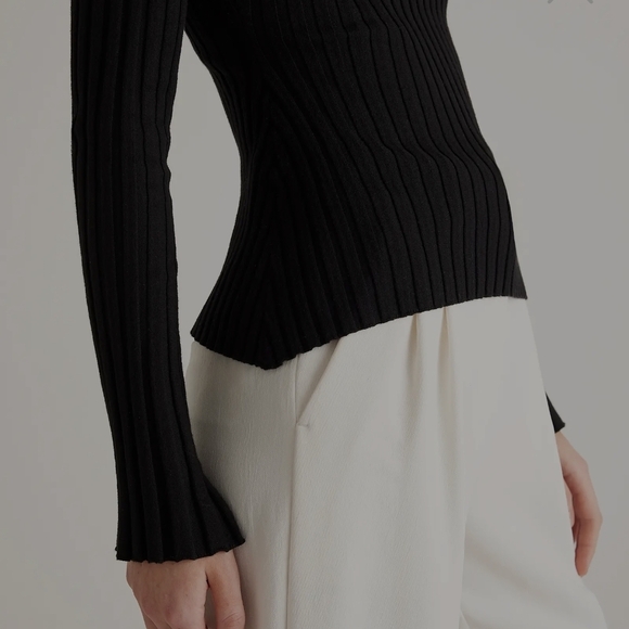 Quince Black Ribbed Long Sleeve Top - Picture 2 of 6